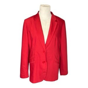 Chico’s City Chic Blazer Jacket Size 2  (12)  Sultry Red Polka Dot Lining NWT